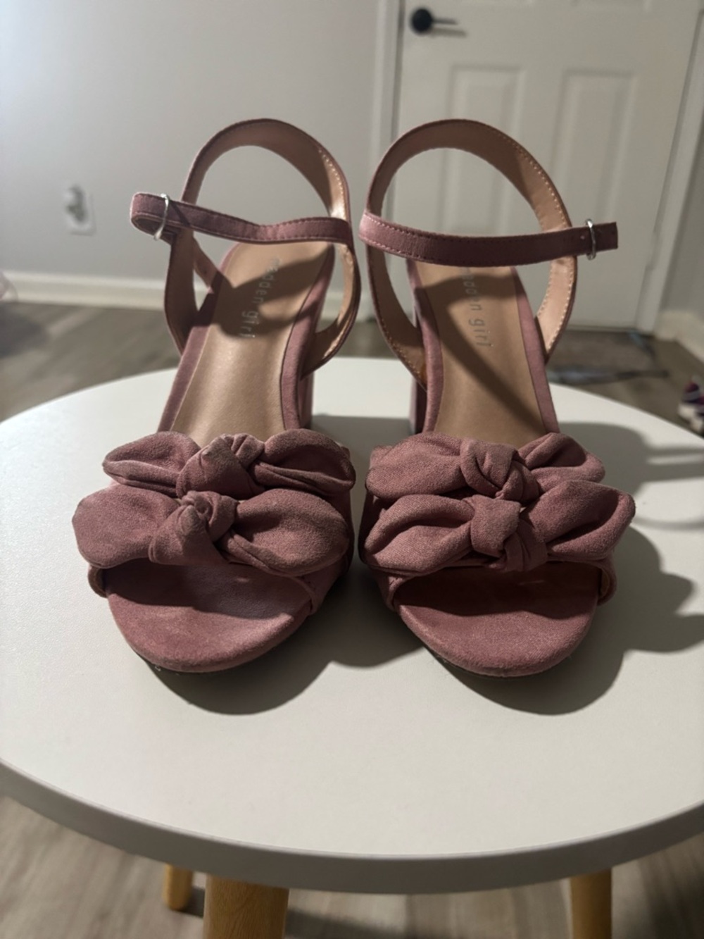 Madden Girl Mauve Knot Front Ankle Strap Sandals